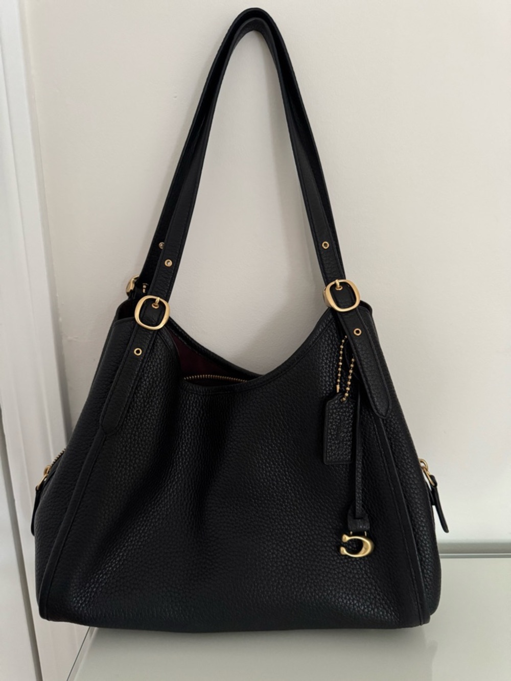 Coach Bella Medium Leather Shoulder Bag with Gold Hardware